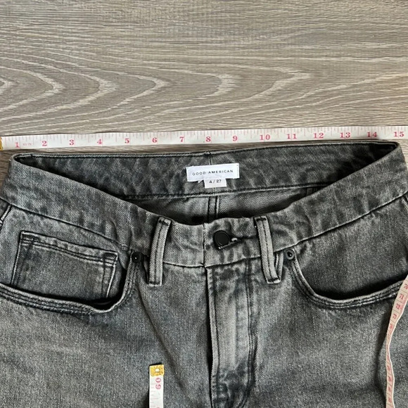 GOOD AMERICAN 90s Loose Baggy Straight Leg Jeans In Faded Black - Picture 8 of 13